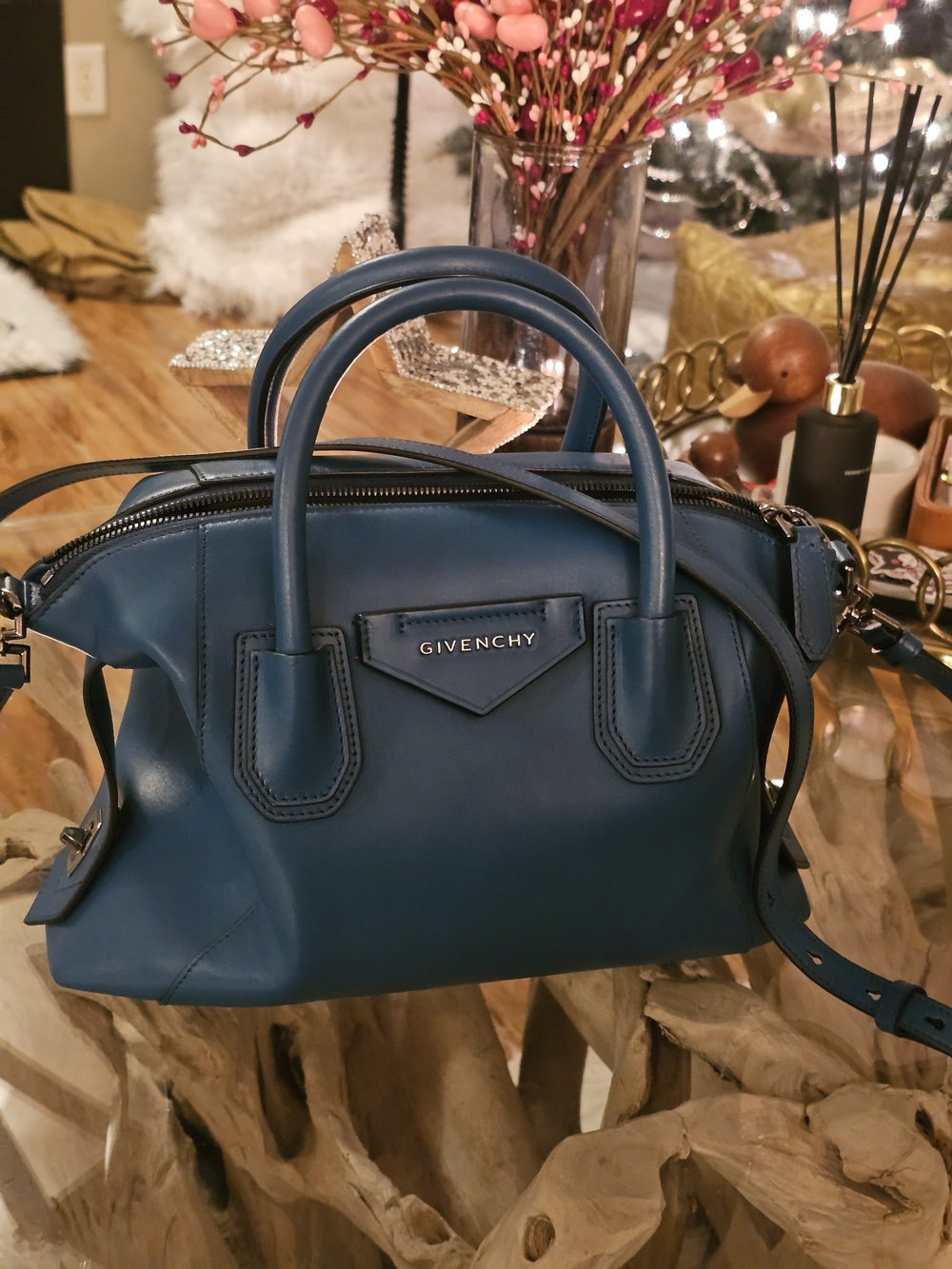 Givenchy Blue Leather Antigona-Inspired Satchel